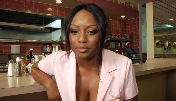 Black waitress fucks the chef in the restaurant - Alpha Porno